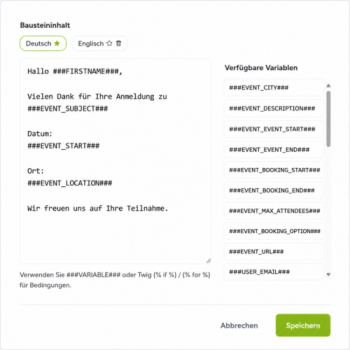 Personalisierung mit Platzhaltern
